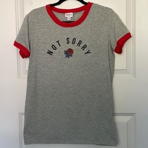Not Sorry Ringer Tee Small